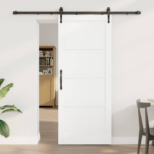 Sliding Door ORKDAL White and Black 83 x 202 cm Solid Pine Wood