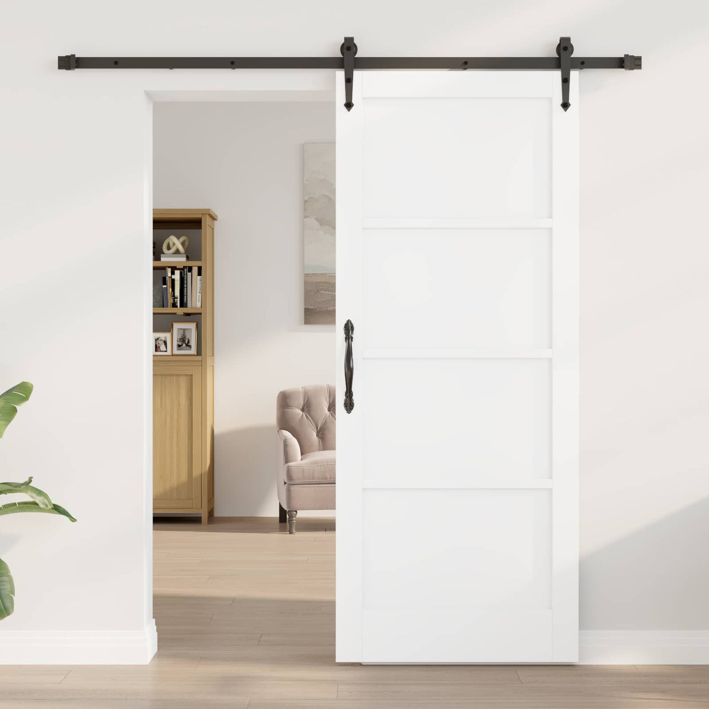 Sliding Door ORKDAL White and Black 83 x 202 cm Solid Pine Wood