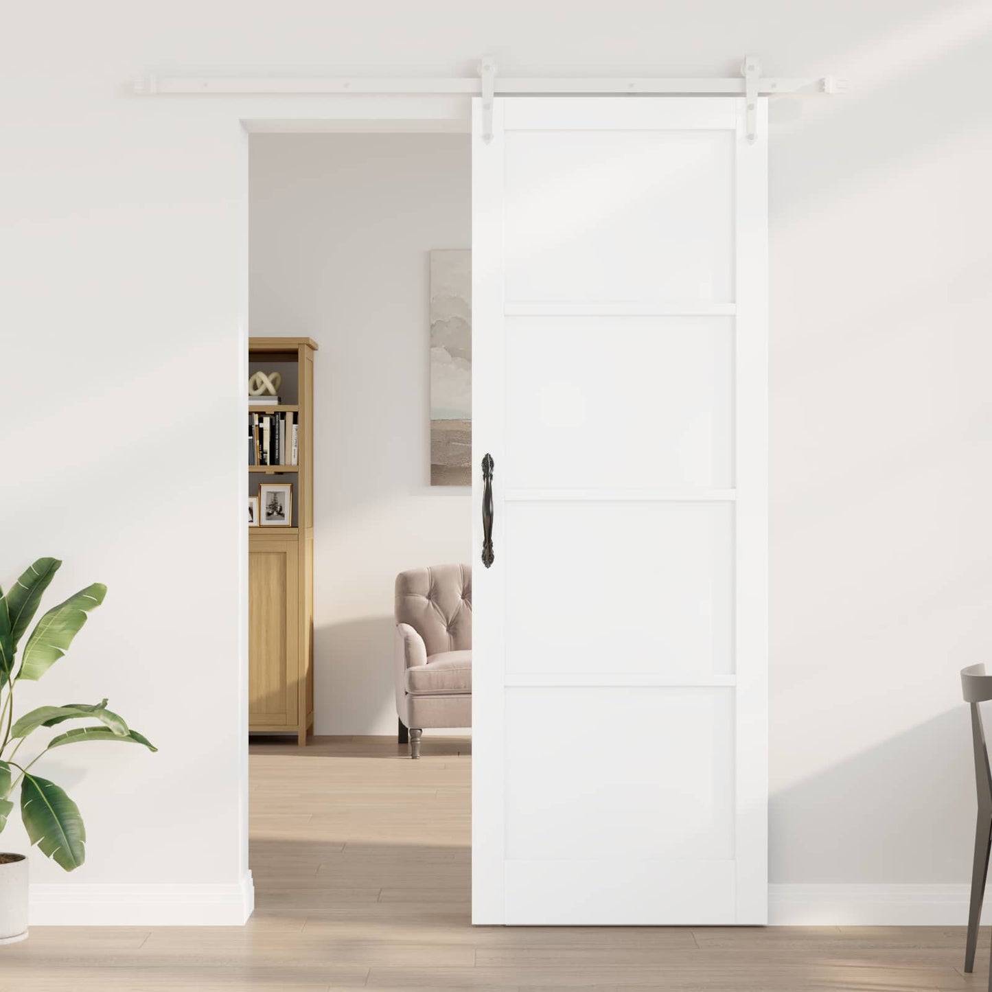 Sliding Door ORKDAL White 83 x 232 cm Solid Pine Wood