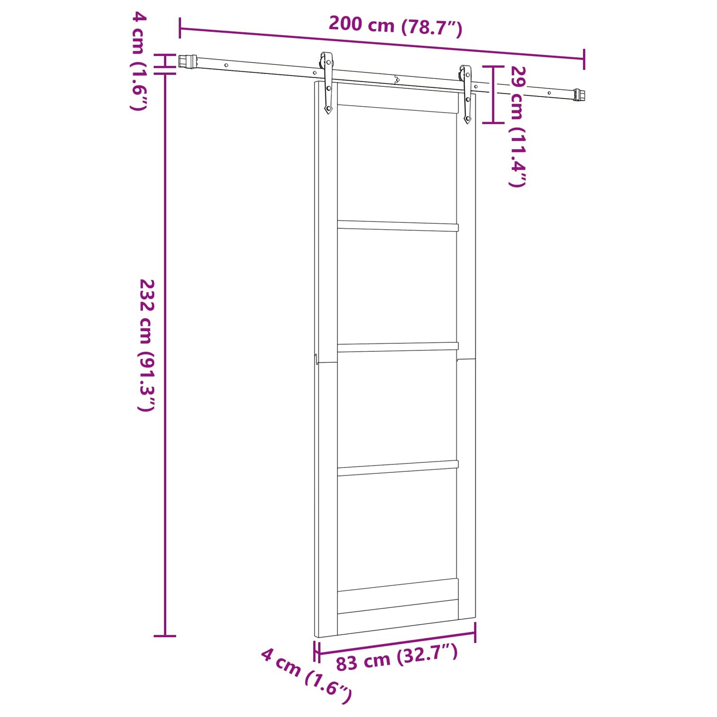 Sliding Door ORKDAL White 83 x 232 cm Solid Pine Wood