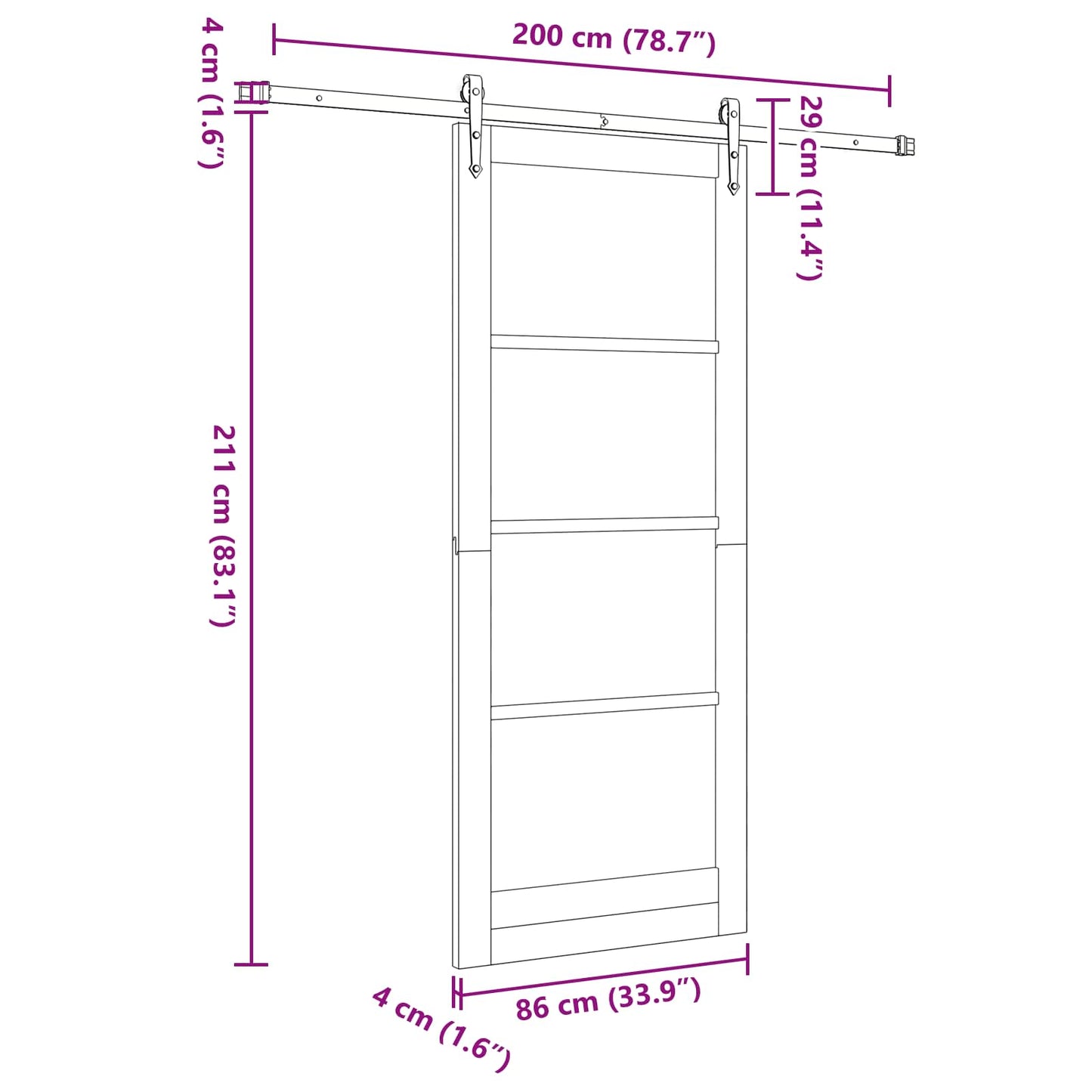 Sliding Door ORKDAL Natural and White 86 x 211 cm