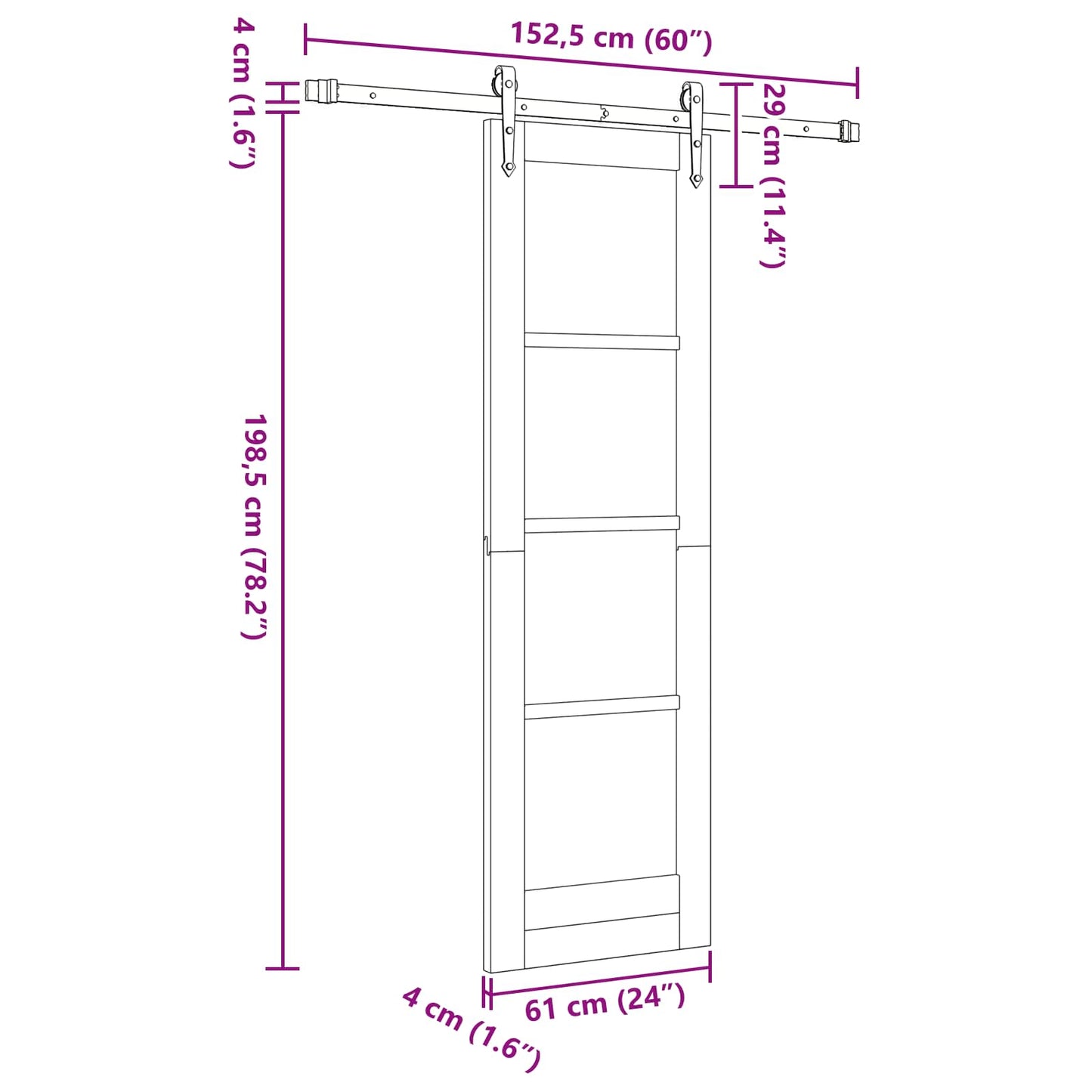 Sliding Door ORKDAL Natural 61 x 198.5 cm Solid Pine Wood