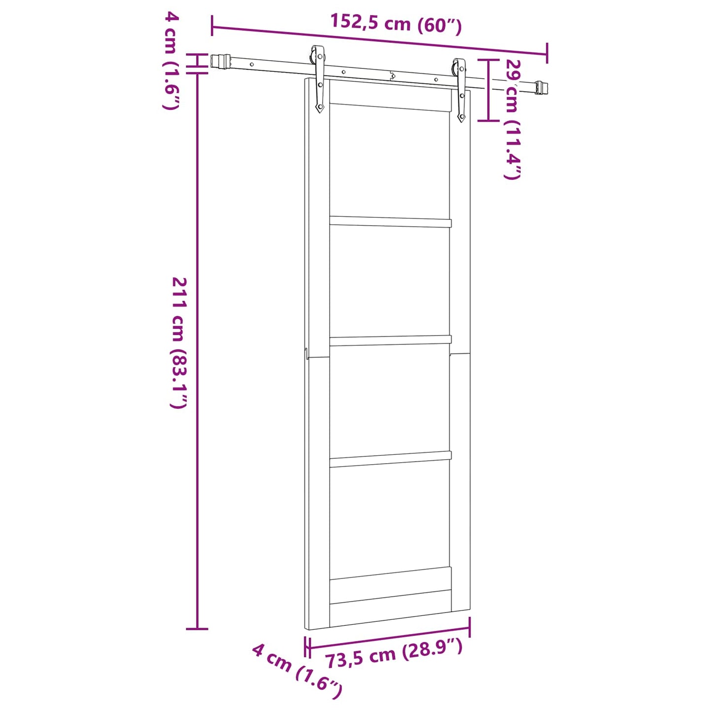 Sliding Door ORKDAL Natural 73.5 x 211 cm Solid Pine Wood