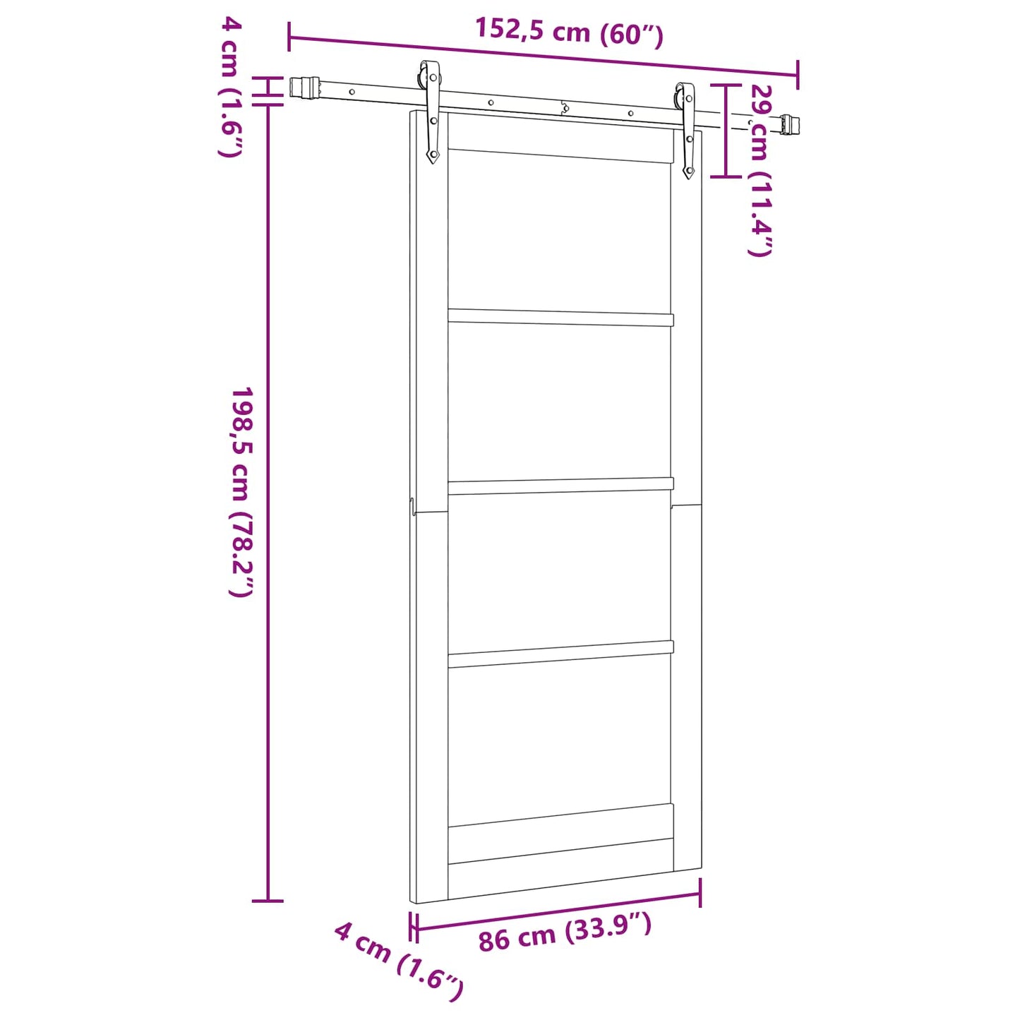 Sliding Door ORKDAL Natural 86 x 198.5 cm Solid Pine Wood