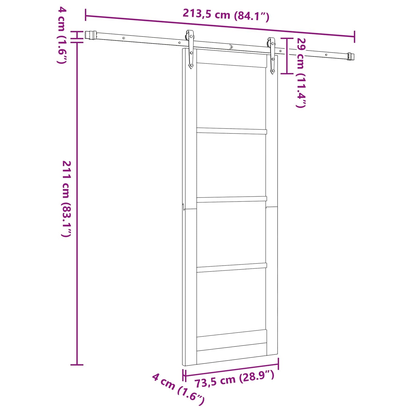 Sliding Door ORKDAL Natural 73.5 x 211 cm Solid Pine Wood