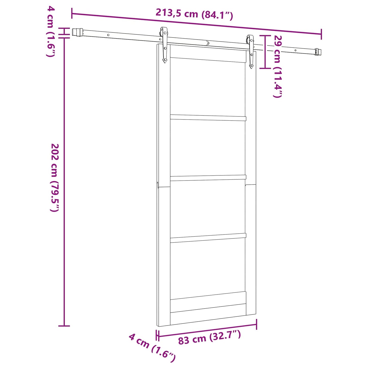 Sliding Door ORKDAL White 83 x 202 cm Solid Pine Wood