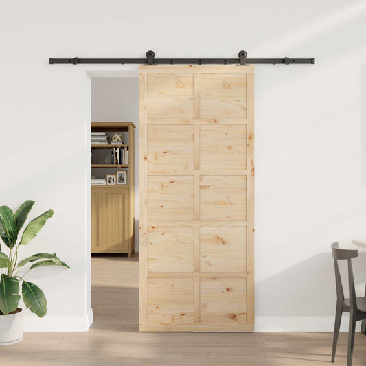 Sliding Door Natural 90 x 208 cm Solid Pine Wood