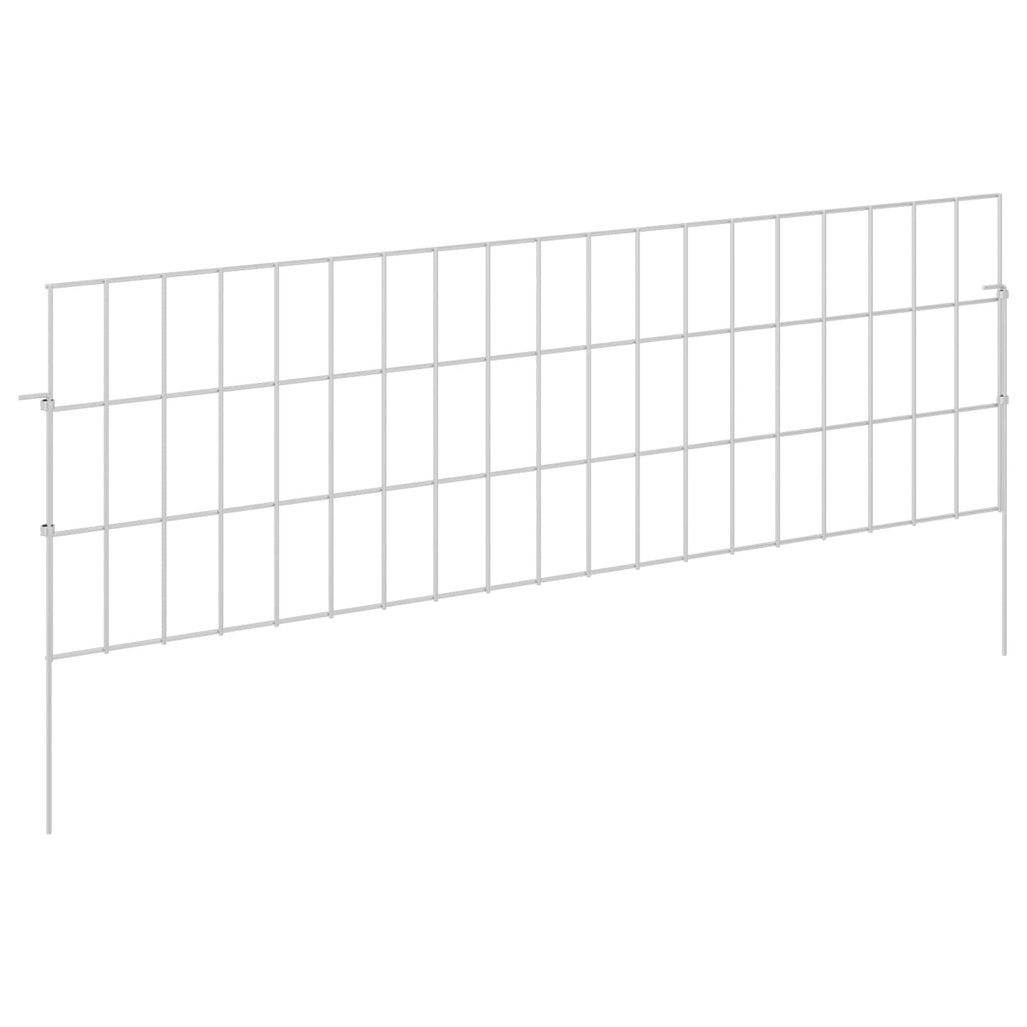 Garden Fence with Stakes 48 pcs 95 x 30 cm Mesh Silver