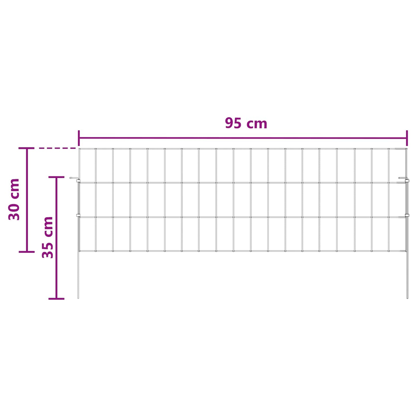 Garden Fence with Stakes 48 pcs 95 x 30 cm Mesh Silver