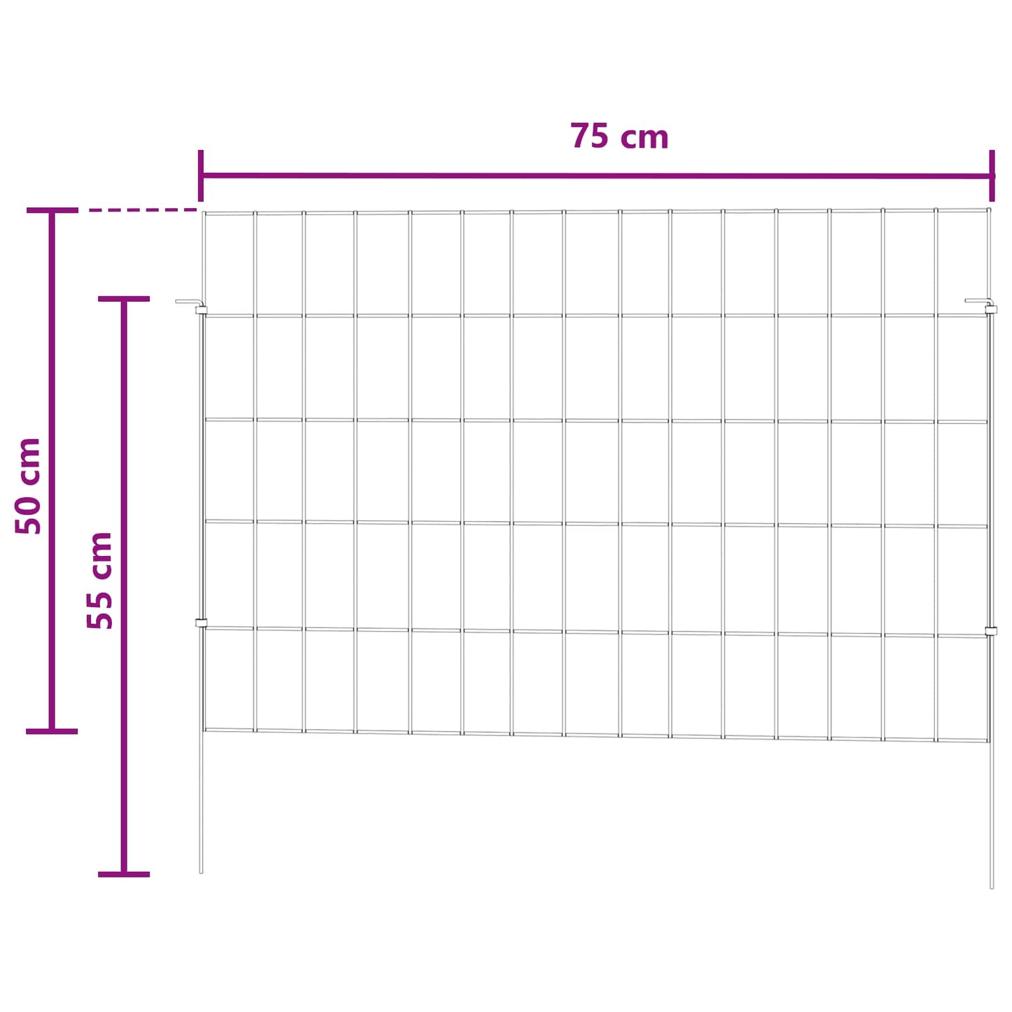 Garden Fence with Stakes 48 pcs 75 x 50 cm Mesh Silver