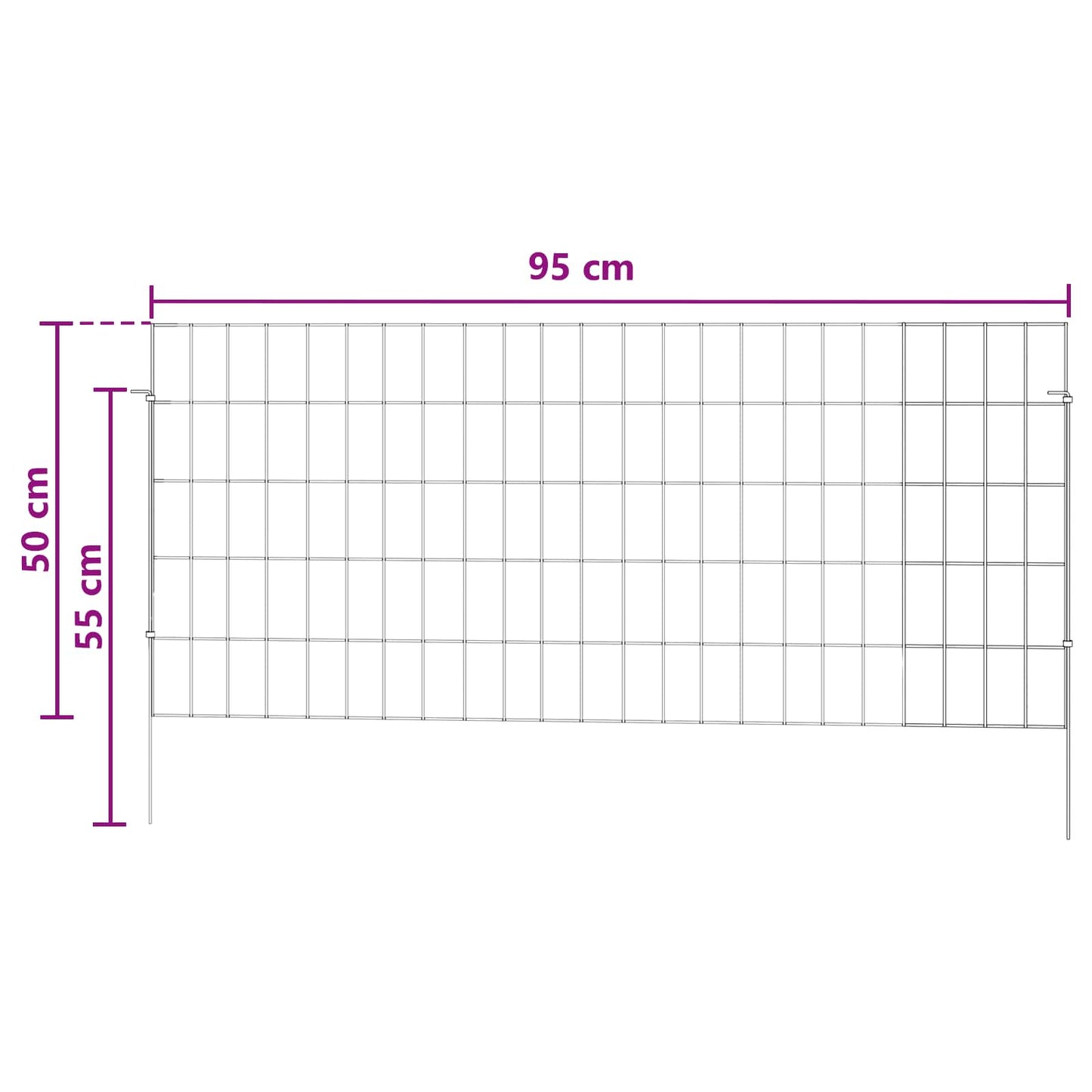 Garden Fence with Stakes 48 pcs 115 x 50 cm Mesh Silver