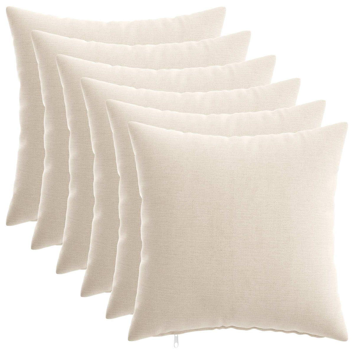 Throw Pillow 6 pcs HEERLEN Cream 30 x 30 cm Chenille Fabric