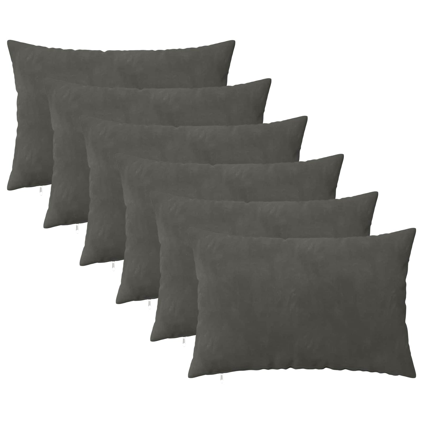 Cushion with Pillow HEERLEN 6 pcs Dark Grey Velvet