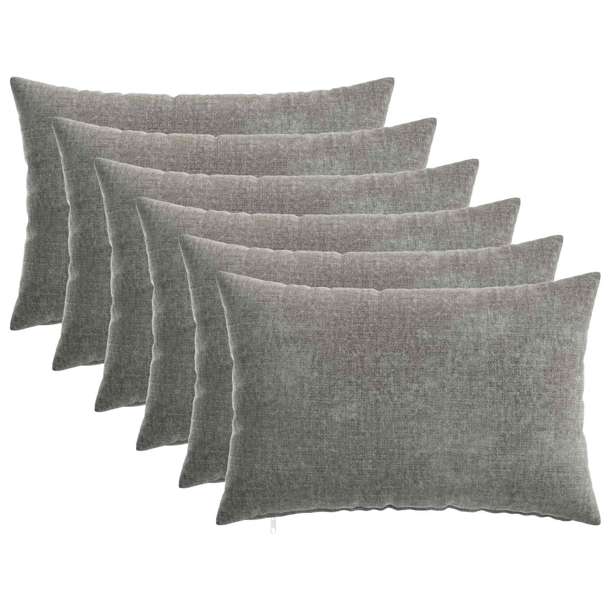 Cushion with Pillow HEERLEN 6 pcs Dark Grey Chenille Fabric