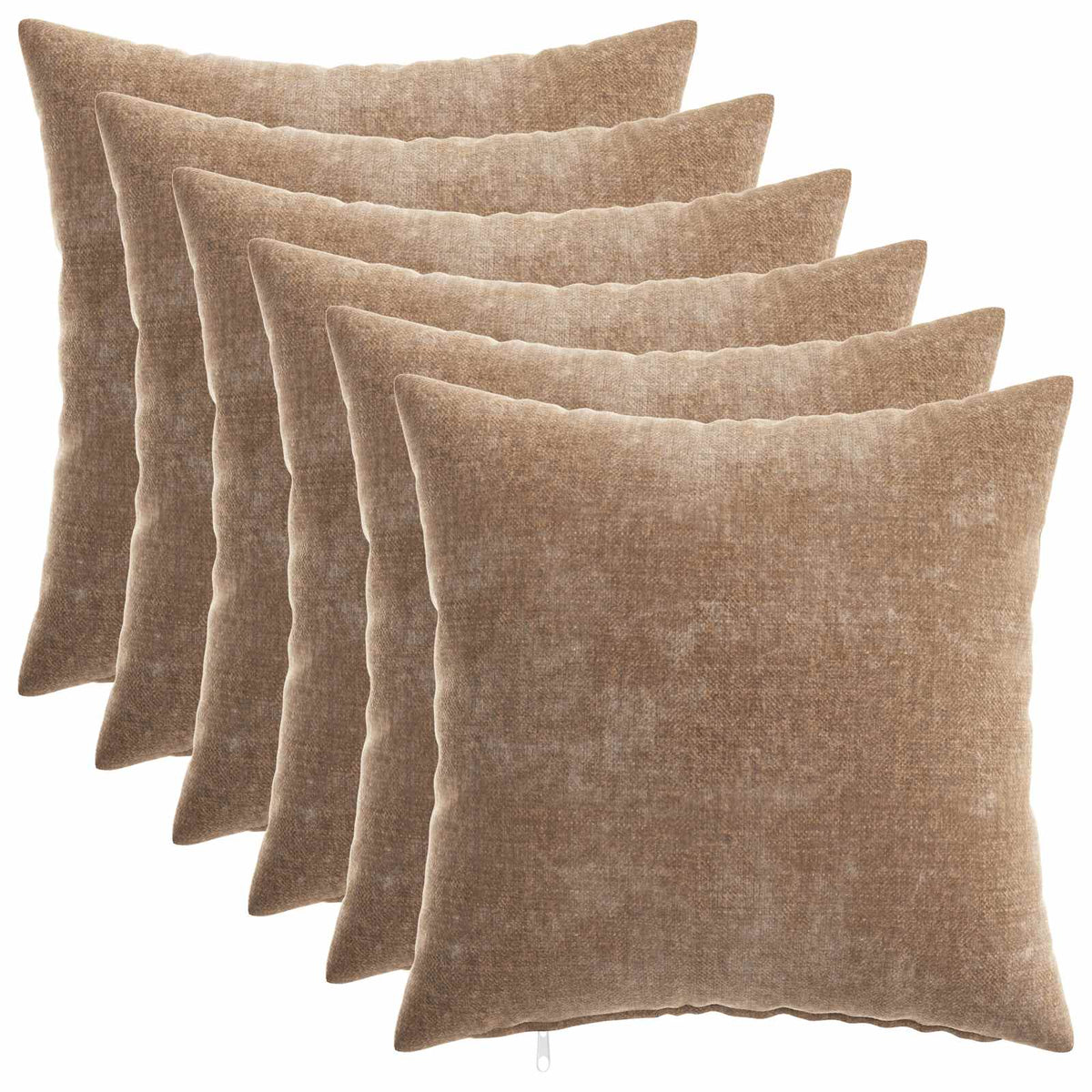 Throw Pillow 6 pcs HEERLEN Brown 40 x 40 cm Chenille Fabric