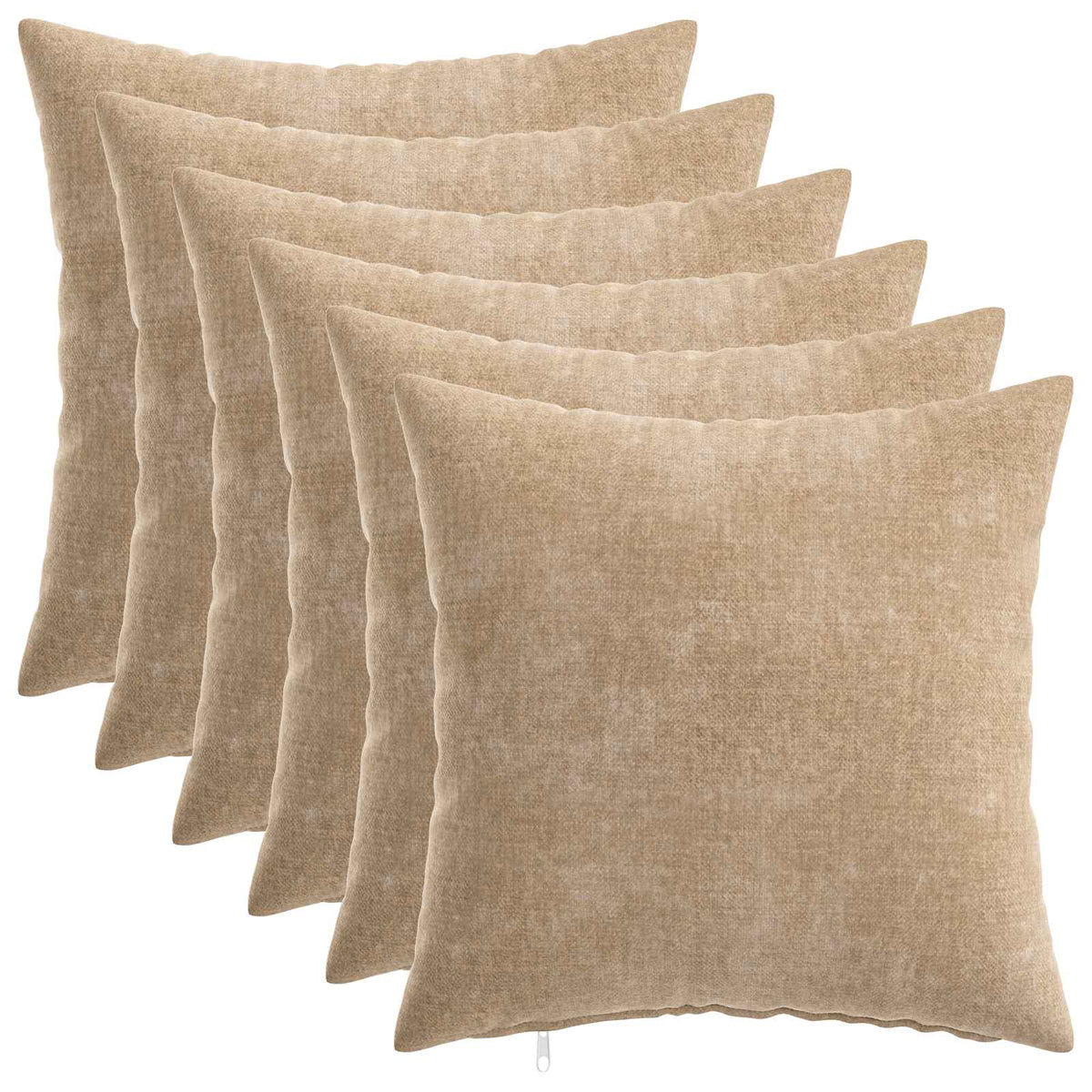 Throw Pillow 6 pcs HEERLEN Taupe 40 x 40 cm Chenille Fabric