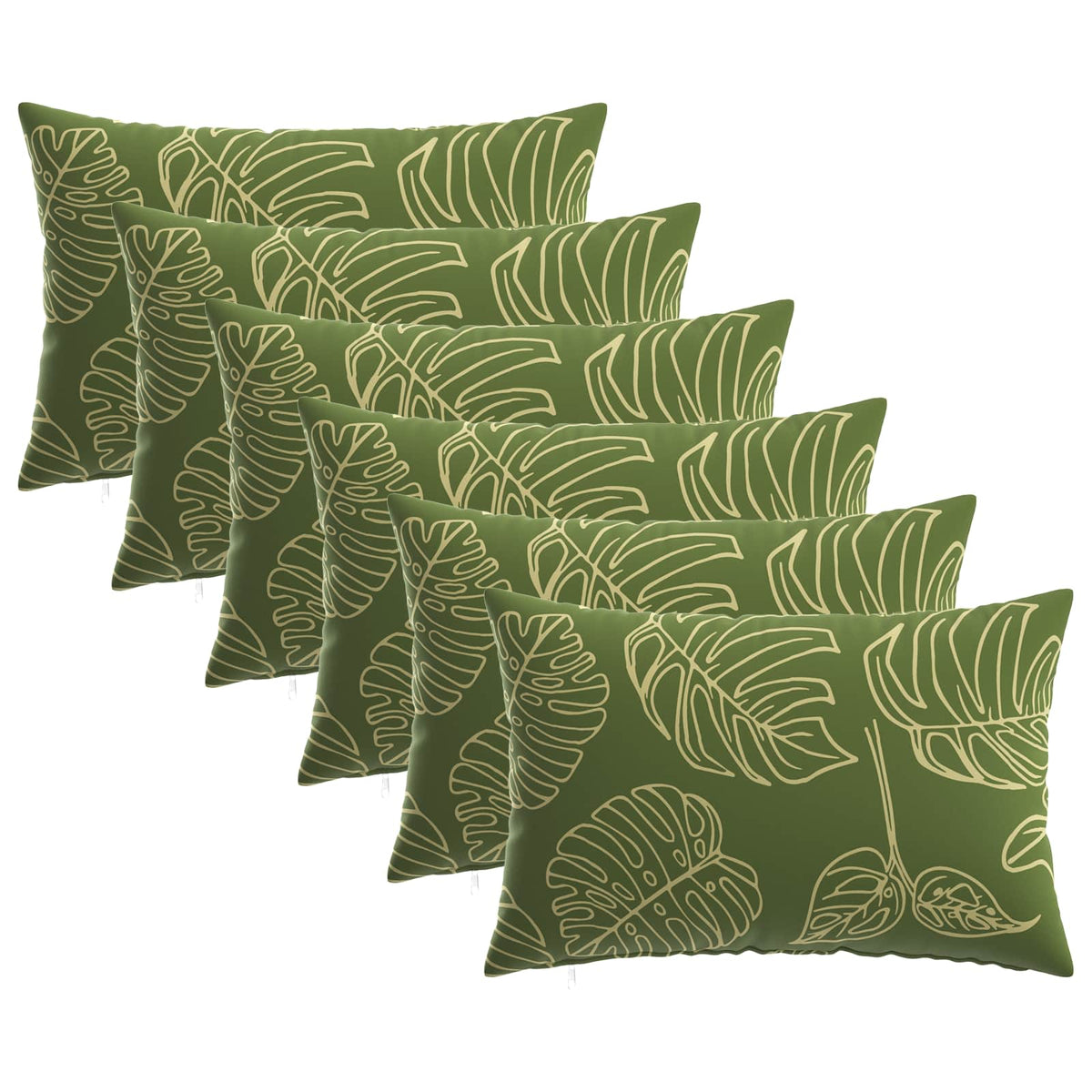 Cushion with Pillow HEERLEN 6 pcs Leaf Design Polyester