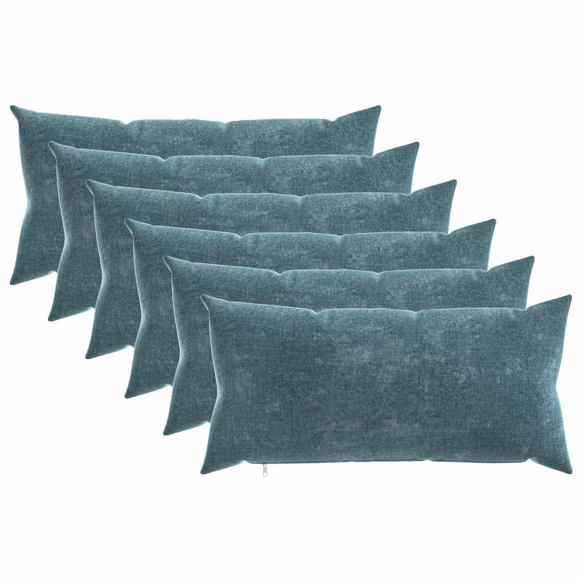 Throw Pillow 6 pcs HEERLEN Blue 40 x 70 cm Chenille Fabric