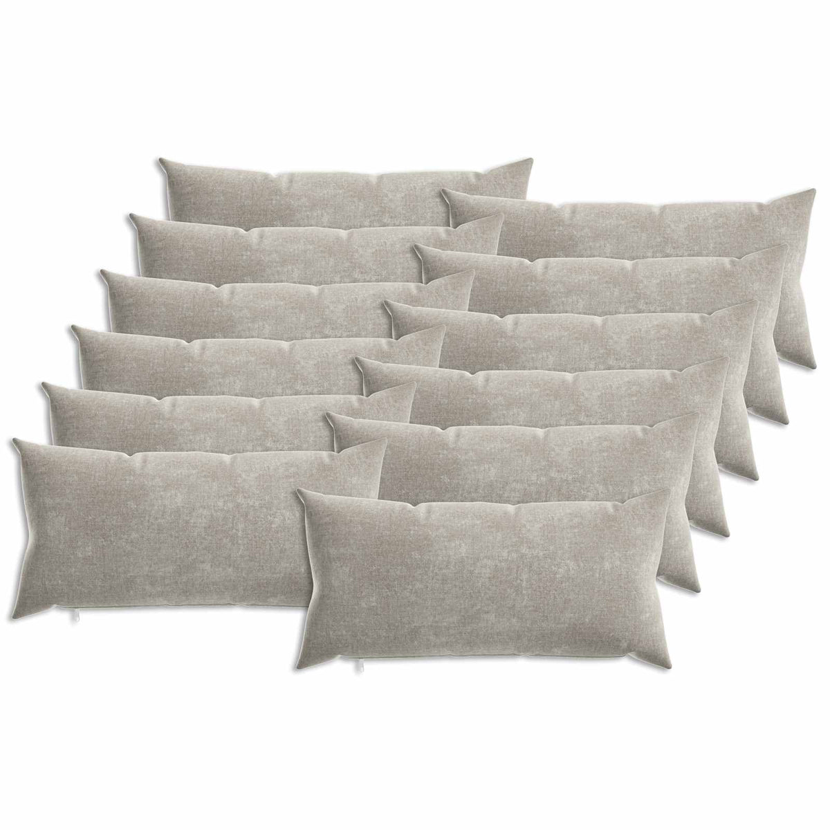 Cushion with Pillow HEERLEN 12 pcs Light Grey Chenille Fabric