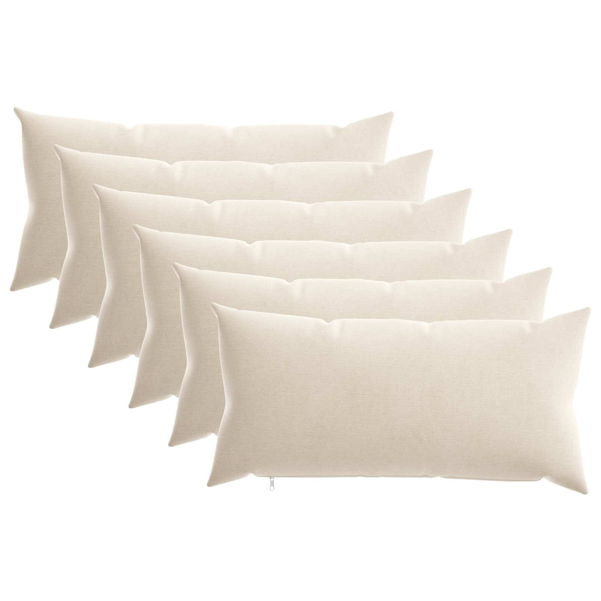 Throw Pillow 6 pcs HEERLEN Cream 40 x 80 cm Chenille Fabric