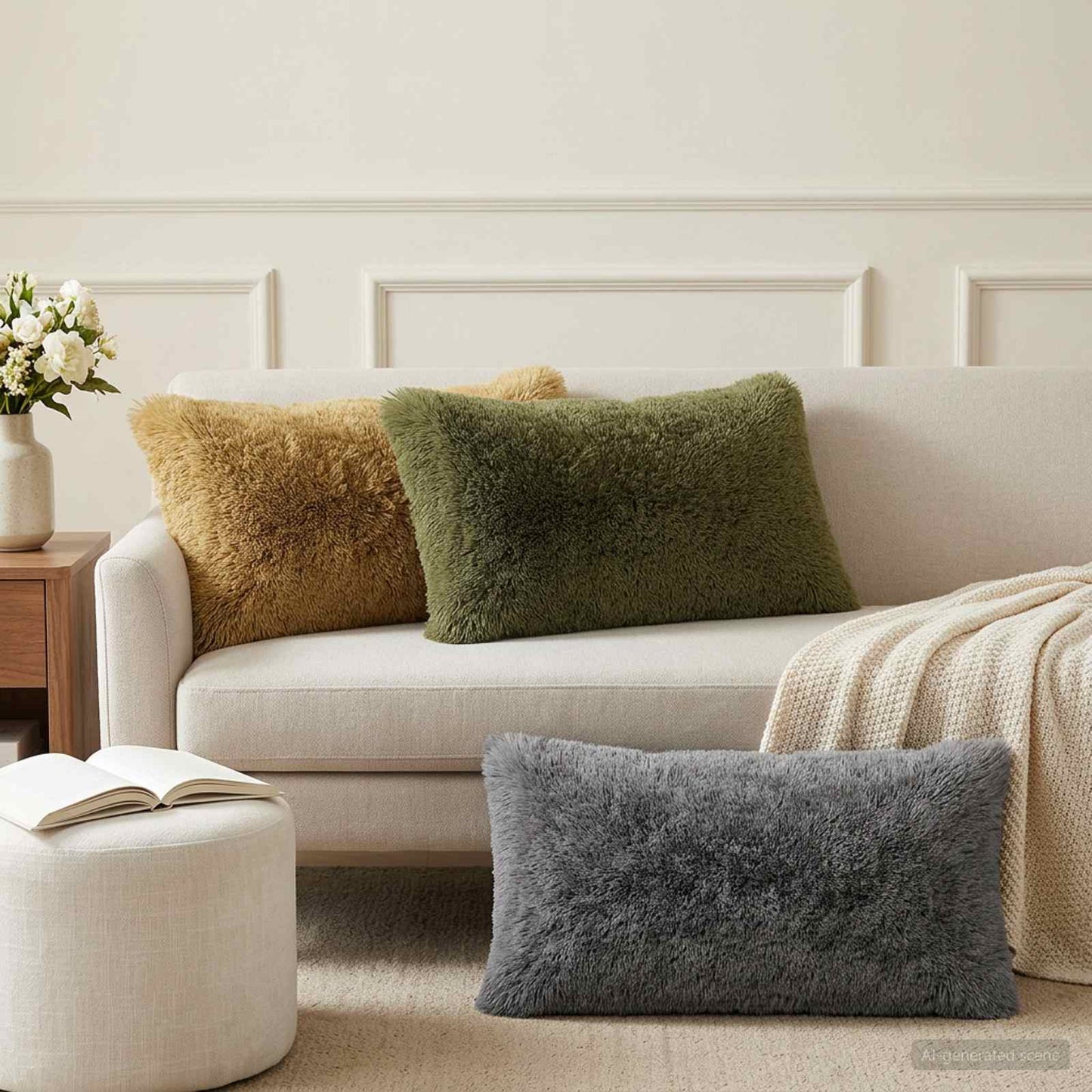 Cushion with Pillow HEERLEN 2 pcs Green PV Fleece