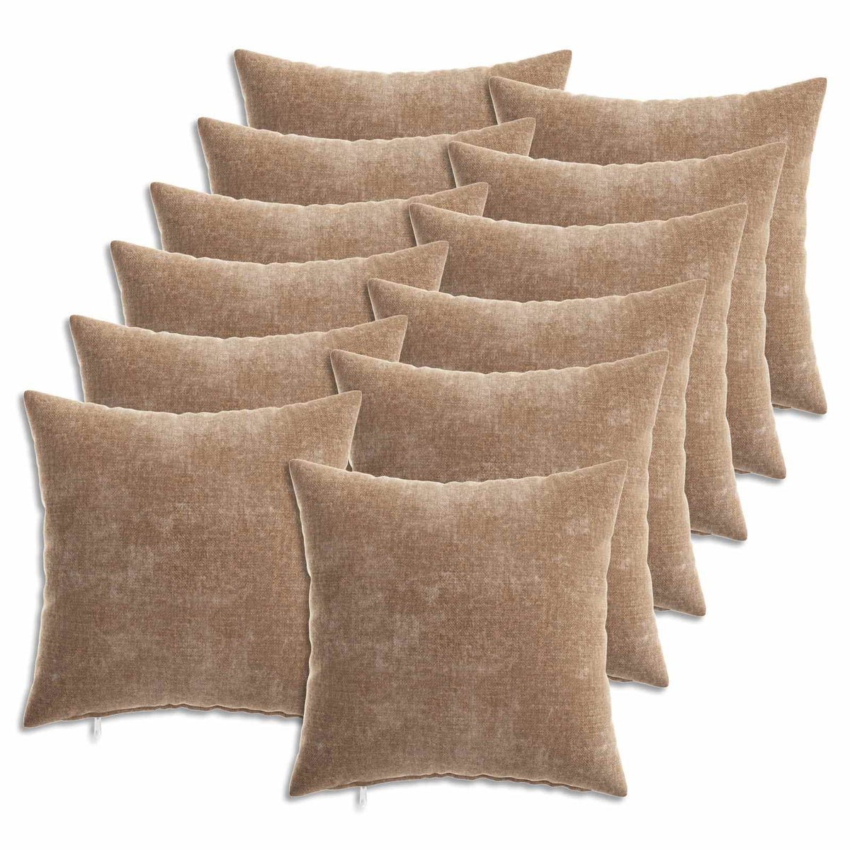 Cushion with Pillow HEERLEN 12 pcs Brown Chenille Fabric