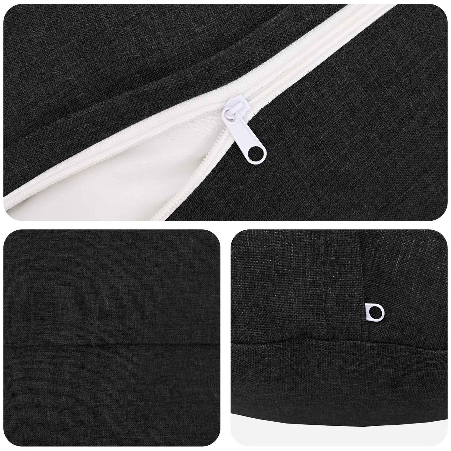 Cushion with Pillow HEERLEN 6 pcs Black Fabric
