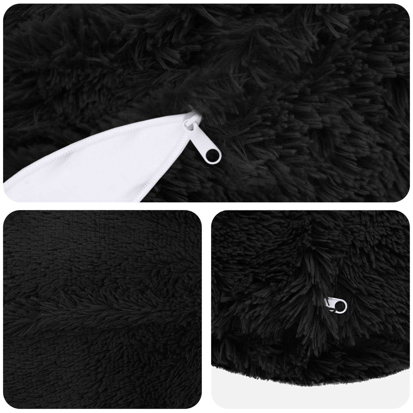 Cushion with Pillow HEERLEN 2 pcs Black PV Fleece