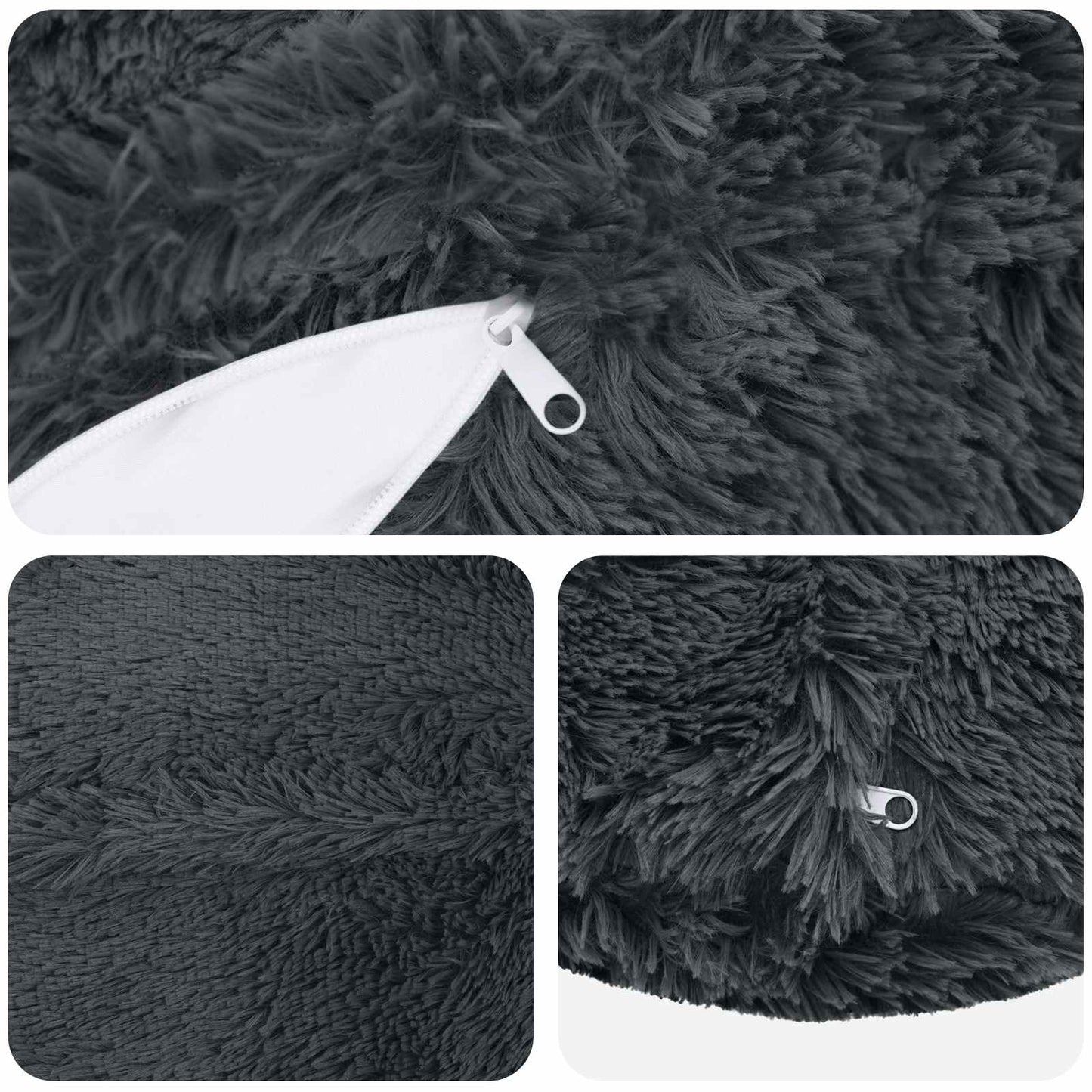 Cushion with Pillow HEERLEN 6 pcs Anthracite PV Fleece