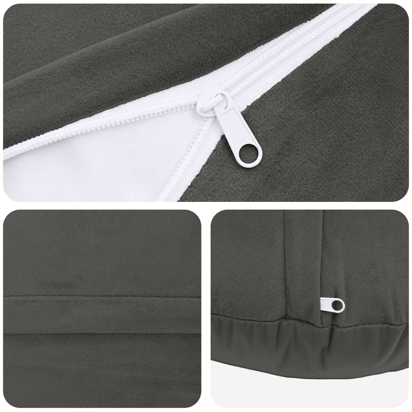 Cushion with Pillow HEERLEN 2 pcs Dark Grey Velvet