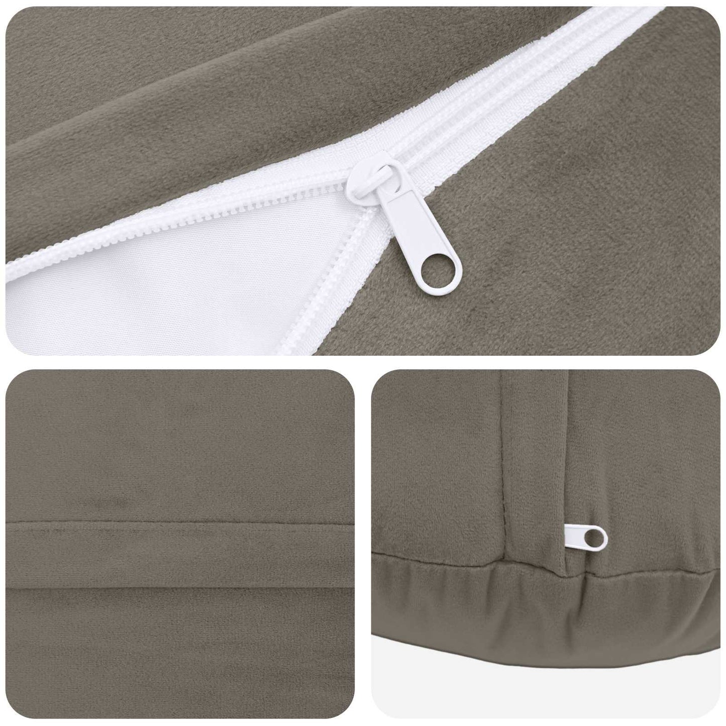 Cushion with Pillow HEERLEN 6 pcs Light Grey Velvet