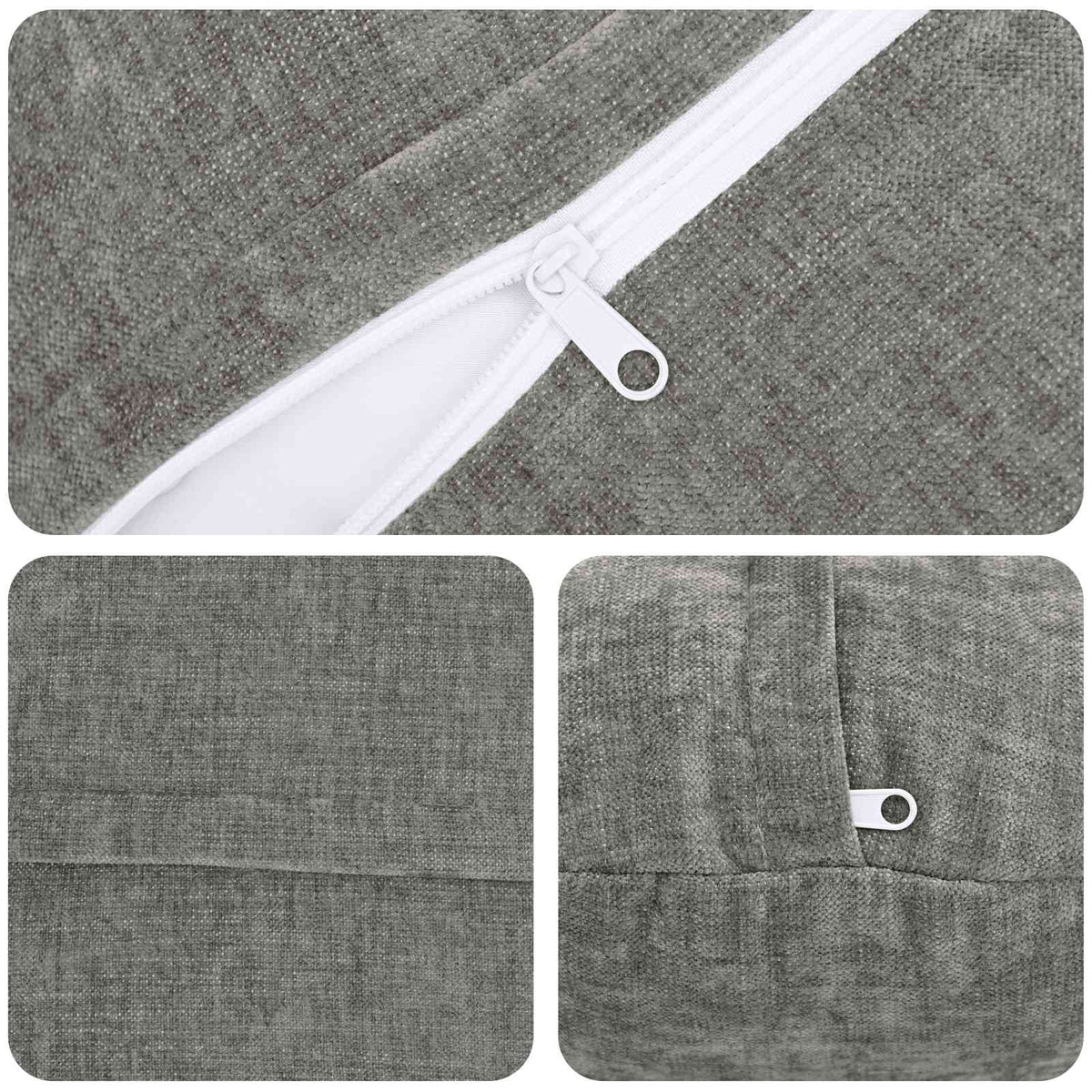 Throw Pillow 2 pcs HEERLEN Dark Grey Dia. 60 cm Chenille Fabric