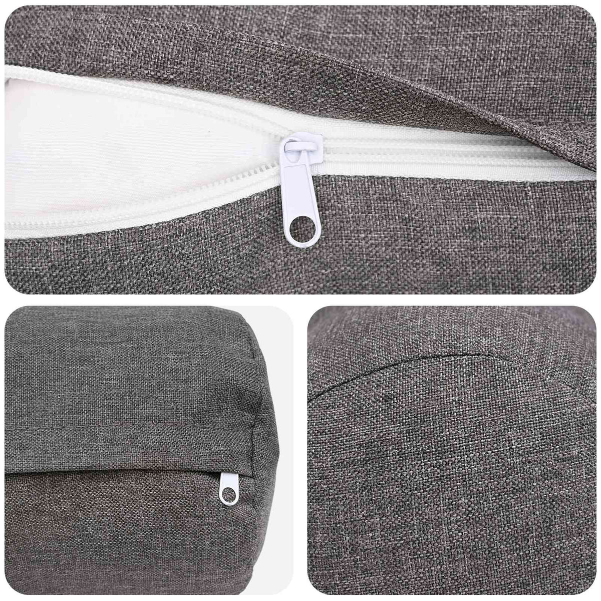 Throw Pillow 6 pcs HEERLEN Light Grey Dia. 15 x 40 cm Fabric