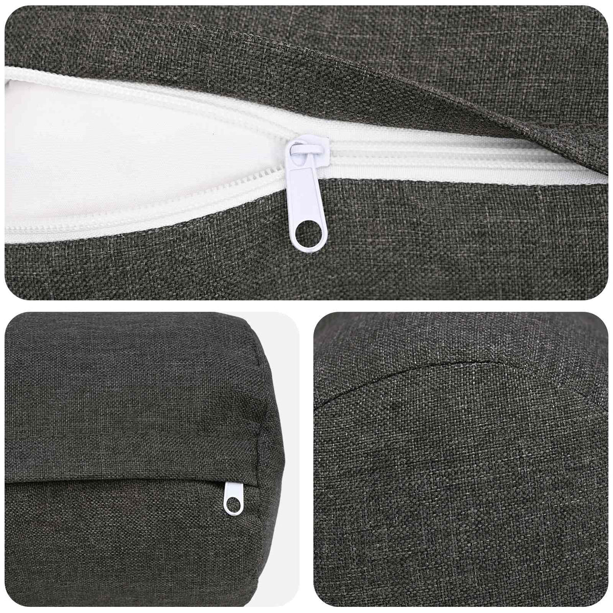 Cushion with Pillow HEERLEN 6 pcs Dark Grey Fabric