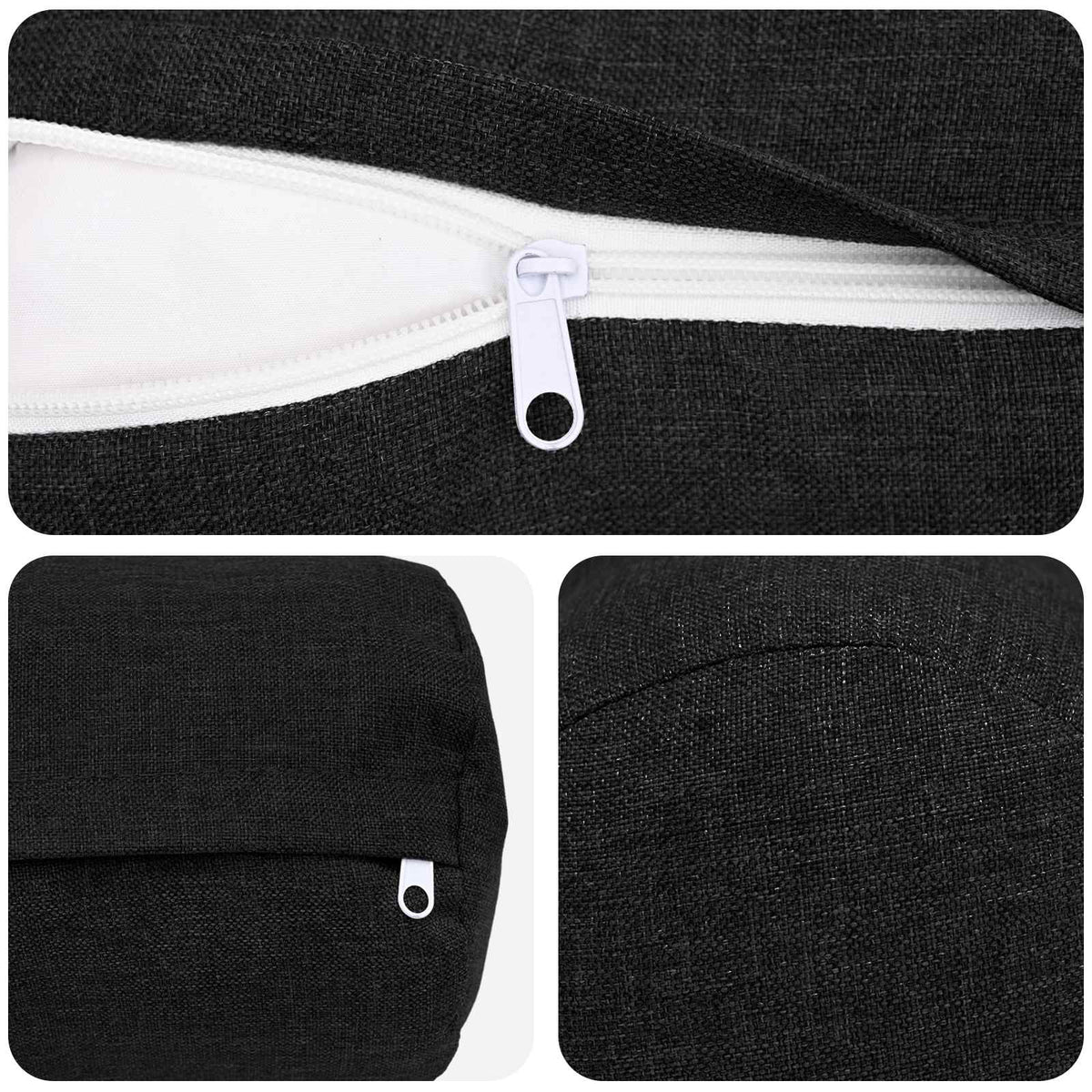 Throw Pillow 6 pcs HEERLEN Black Dia. 15 x 40 cm Fabric