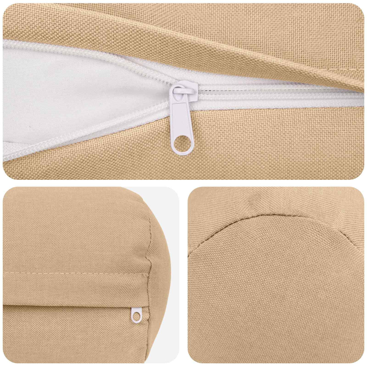 Throw Pillow 6 pcs HEERLEN Cream Dia. 15 x 40 cm Fabric