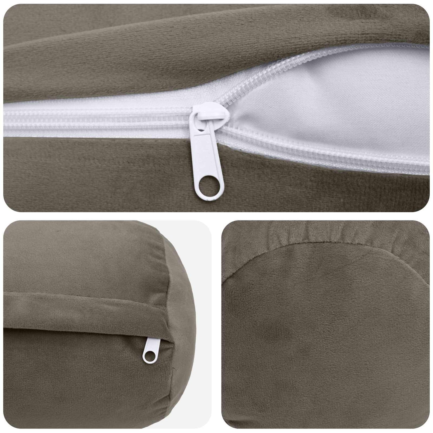 Cushion with Pillow HEERLEN 6 pcs Light Grey Velvet