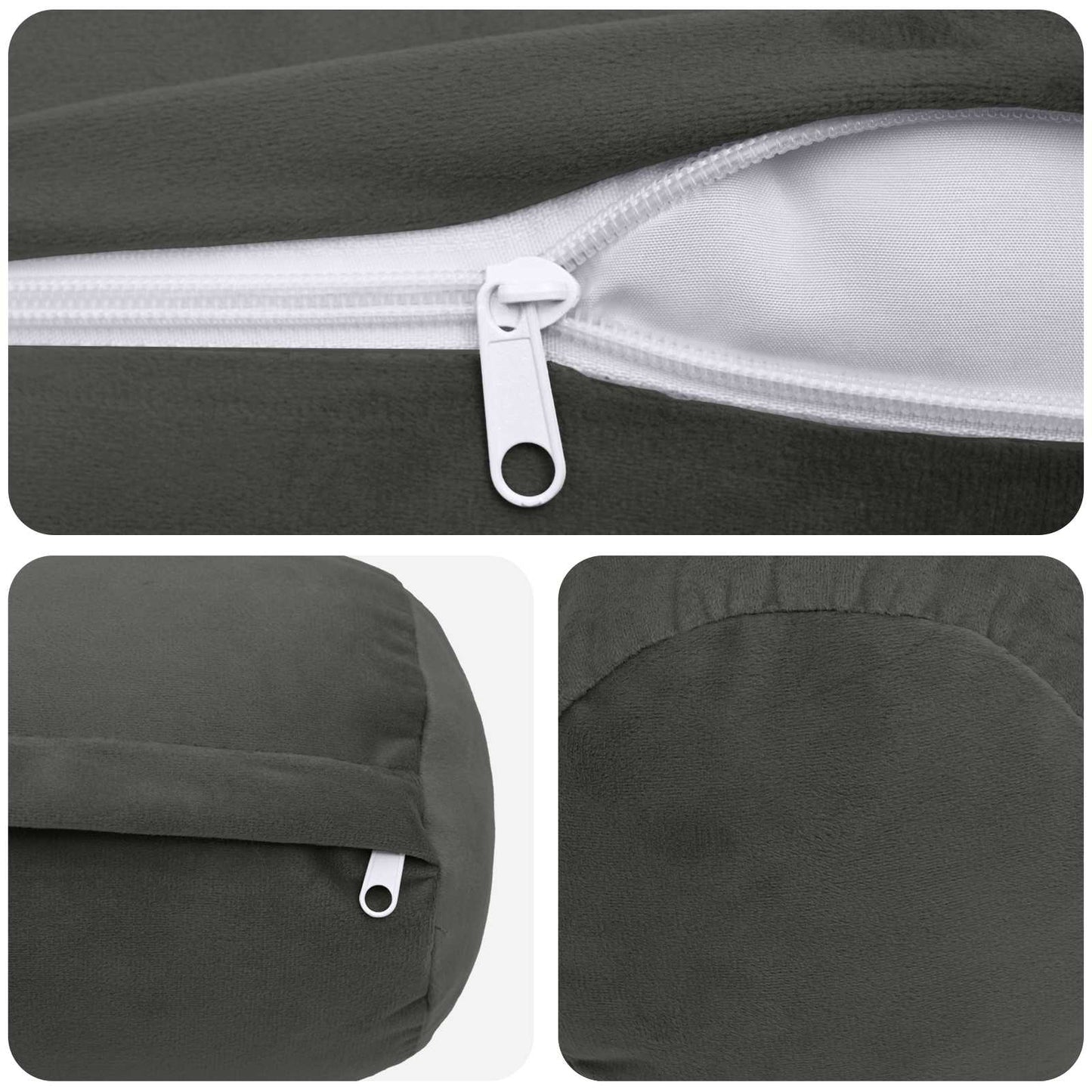 Cushion with Pillow HEERLEN 2 pcs Dark Grey Velvet