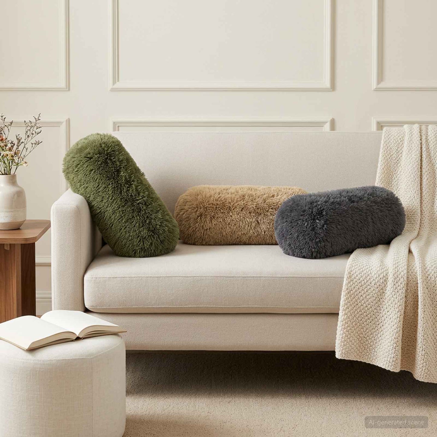 Cushion with Pillow HEERLEN 2 pcs Light Grey PV Fleece