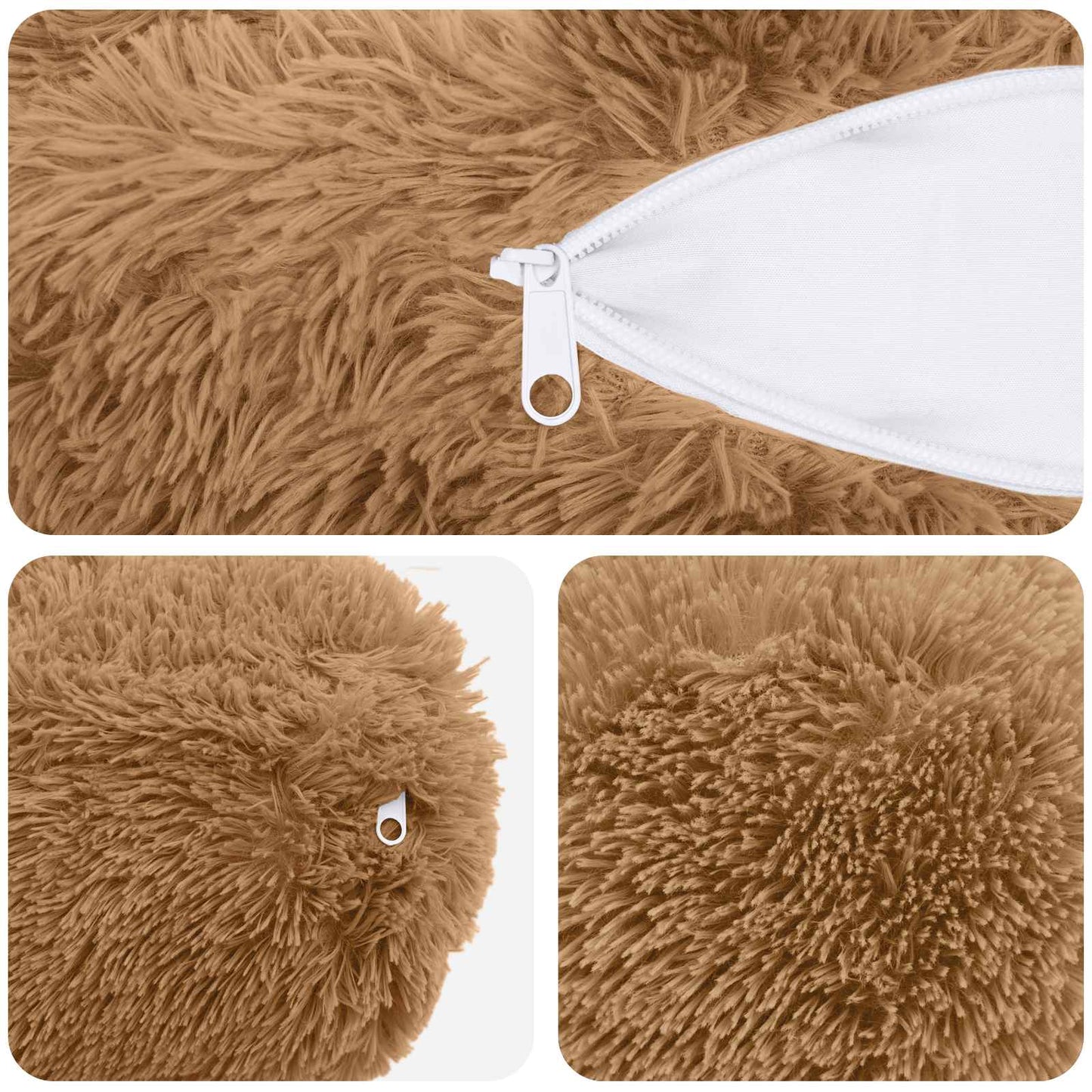 Cushion with Pillow HEERLEN 2 pcs Taupe PV Fleece