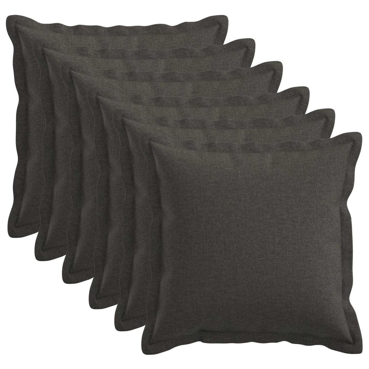 Throw Pillow 6 pcs HOUTEN Dark Grey 30 x 30 cm Faux Linen