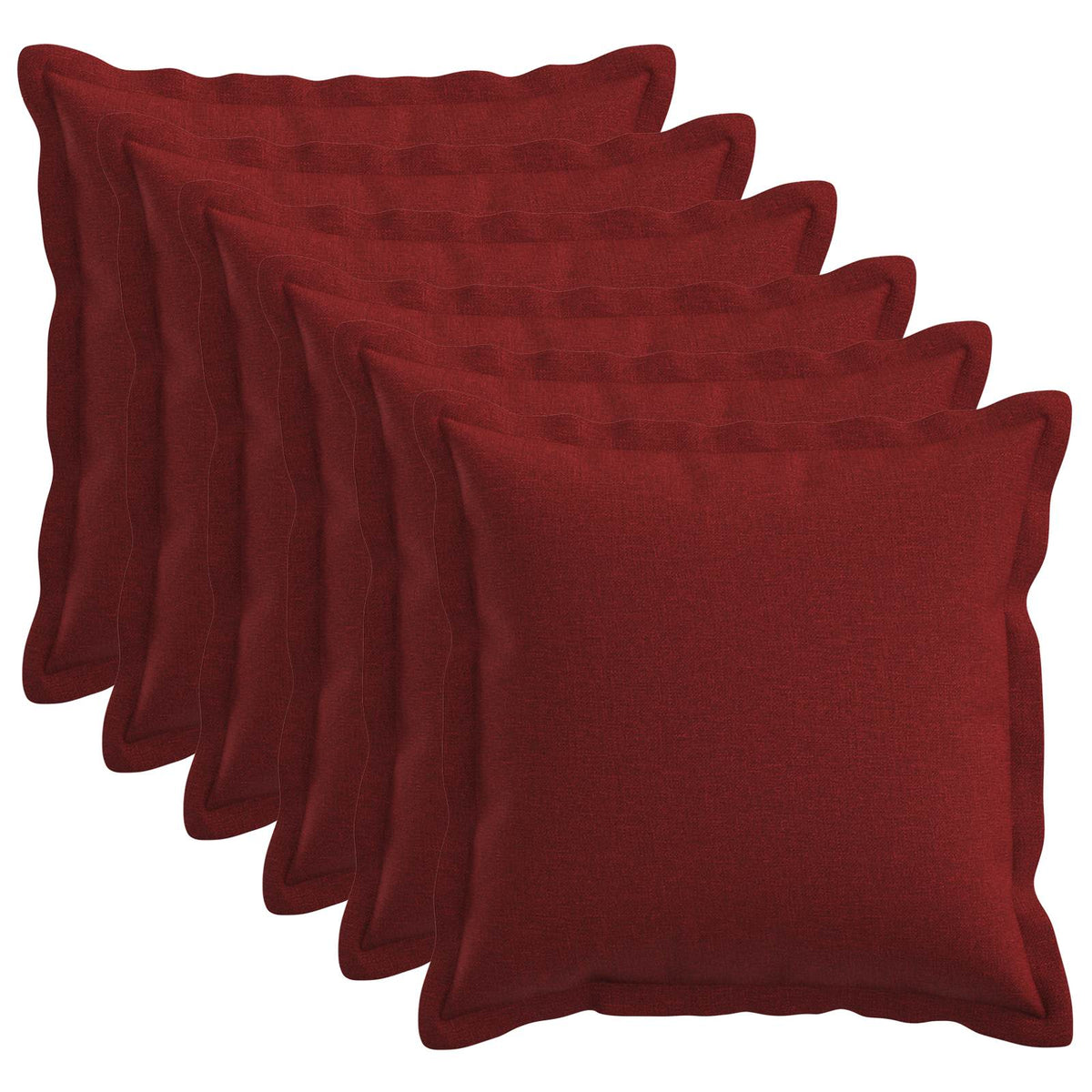 Throw Pillow 6 pcs HOUTEN Wine Red 30 x 30 cm Faux Linen