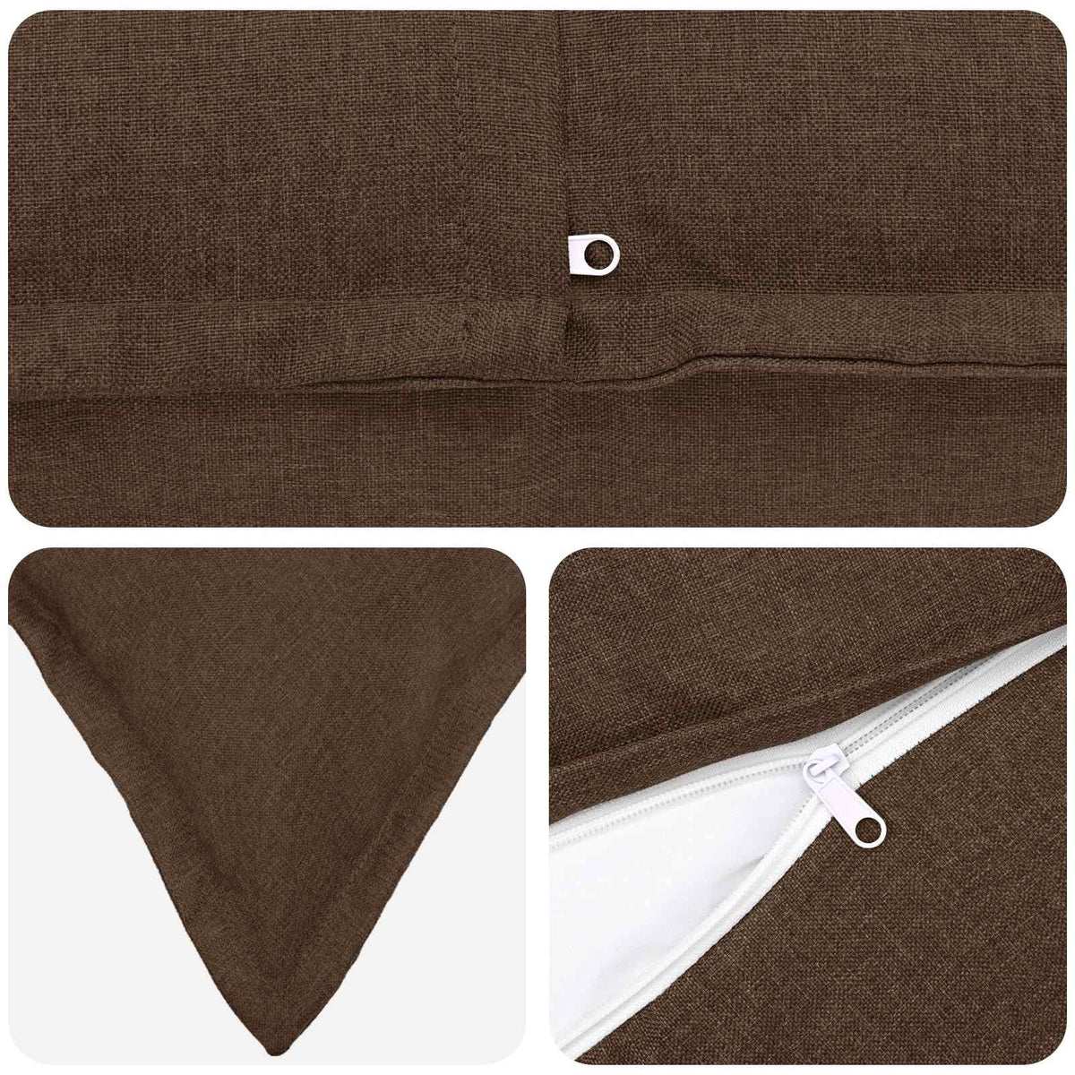 Cushion with Pillow HOUTEN 6 pcs Brown Faux Linen