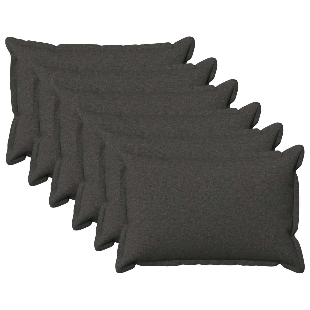 Throw Pillow 6 pcs HOUTEN Dark Grey 30 x 50 cm Faux Linen