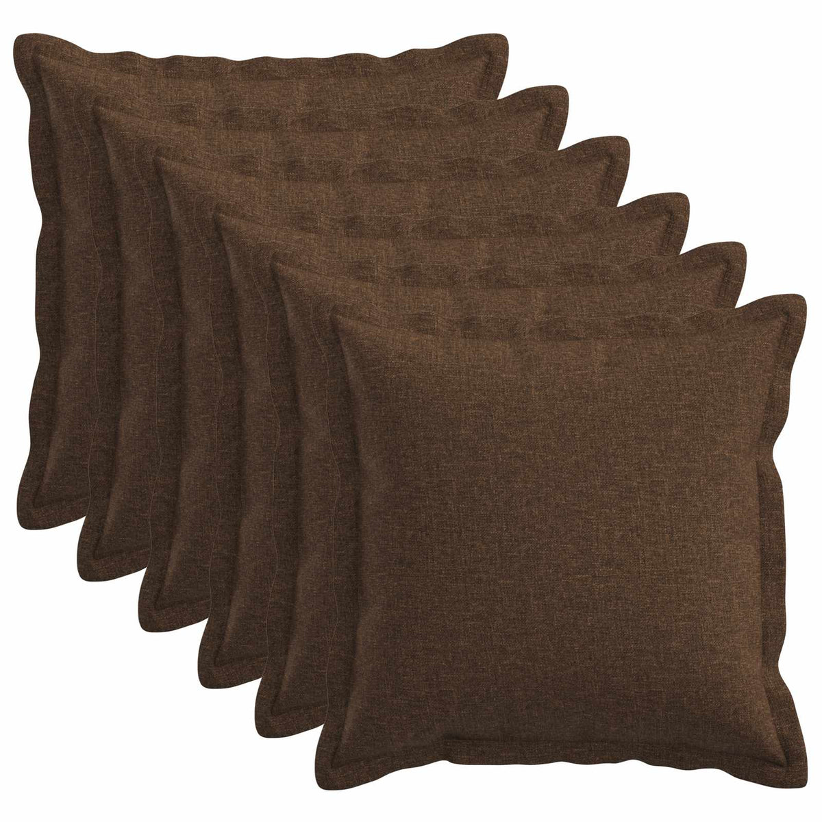 Throw Pillow 6 pcs HOUTEN Brown 35 x 35 cm Faux Linen