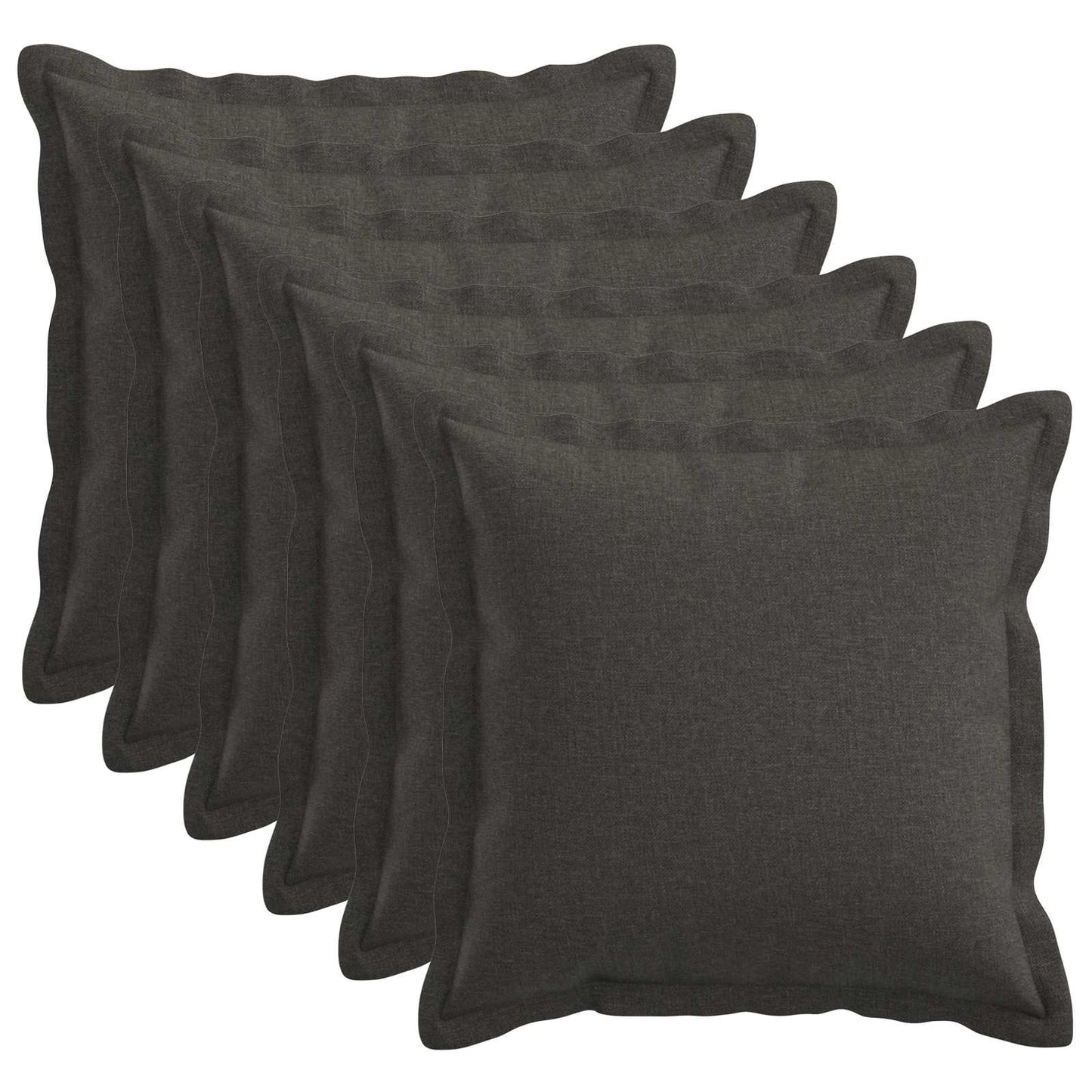 Cushion with Pillow HOUTEN 6 pcs Dark Grey Faux Linen