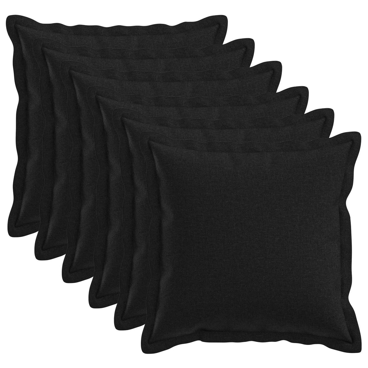 Throw Pillow 6 pcs HOUTEN Black 40 x 40 cm Faux Linen