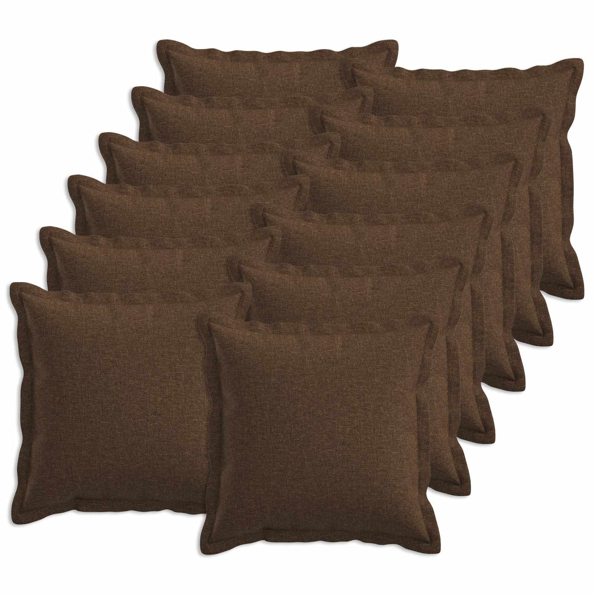 Throw Pillow 12 pcs HOUTEN Brown 40 x 40 cm Faux Linen