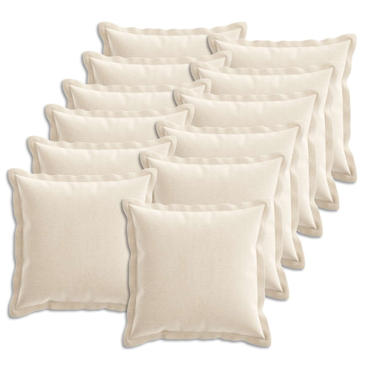 Throw Pillow 12 pcs HOUTEN Cream 40 x 40 cm Chenille Fabric