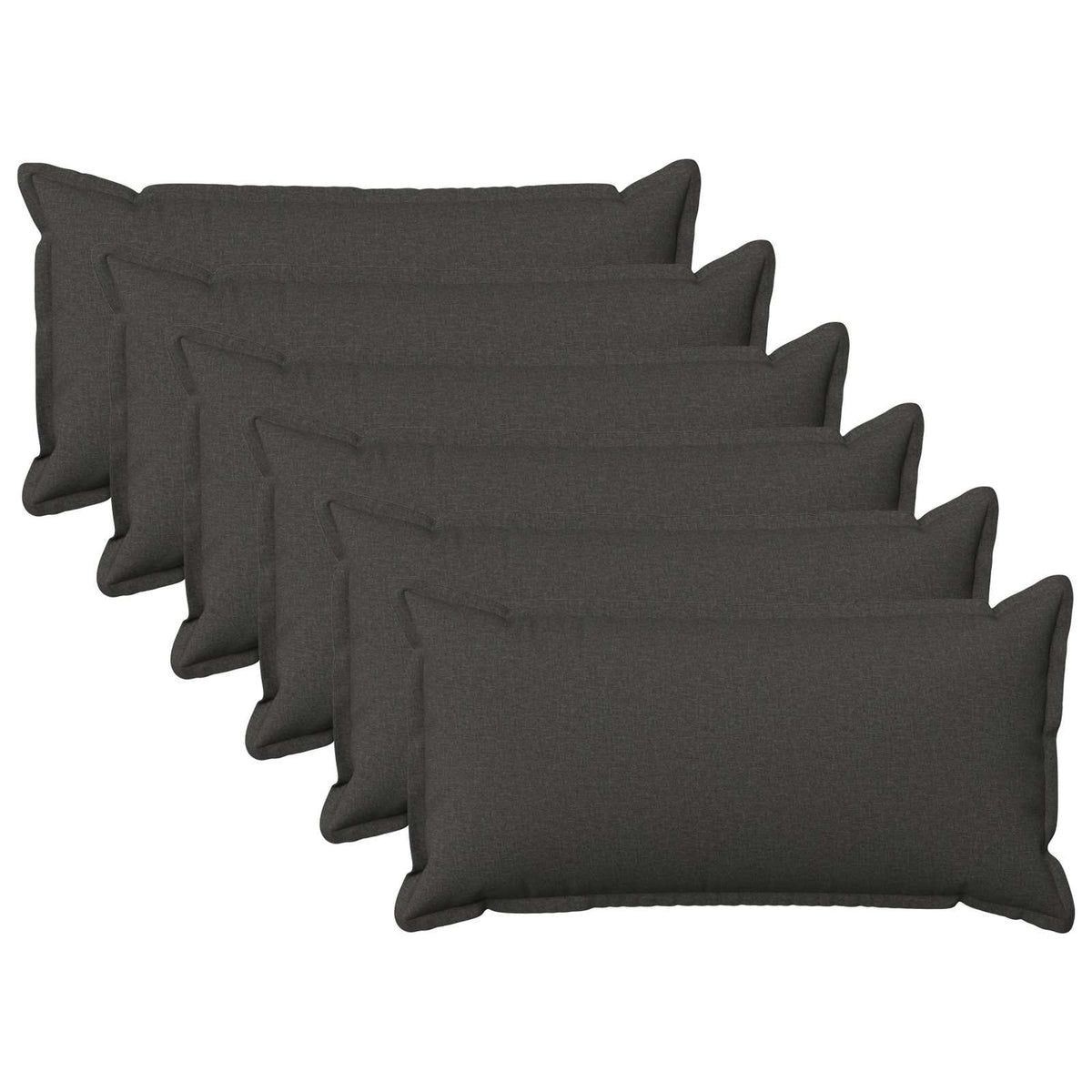 Throw Pillow 6 pcs HOUTEN Dark Grey 40 x 70 cm Faux Linen